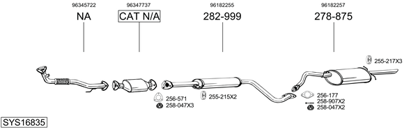 Sistema de gases de escape Daewoo LANOS Saloon