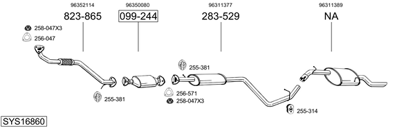 Sistema de gases de escape Daewoo NUBIRA Wagon