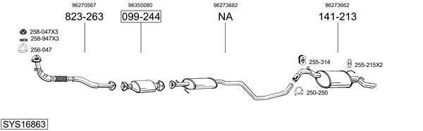 Sistema de gases de escape Daewoo NUBIRA Saloon