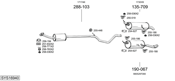 Sistema de gases de escape Peugeot 307