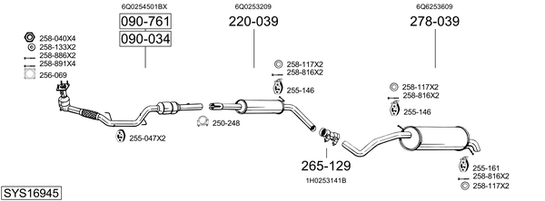 Sistema de gases de escape Skoda FABIA I