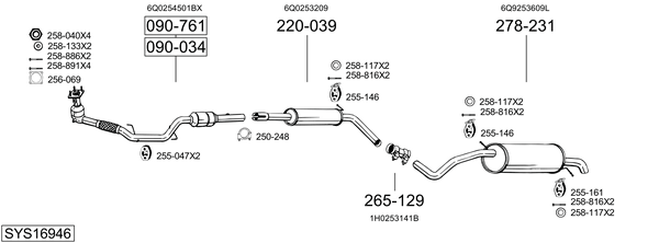 Sistema de gases de escape Skoda FABIA I Combi