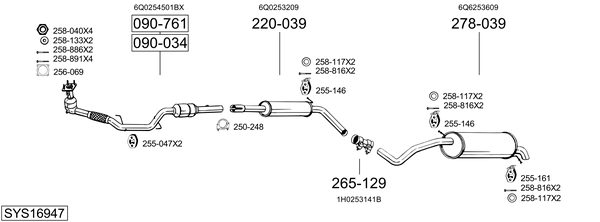 Sistema de gases de escape Skoda FABIA I Saloon