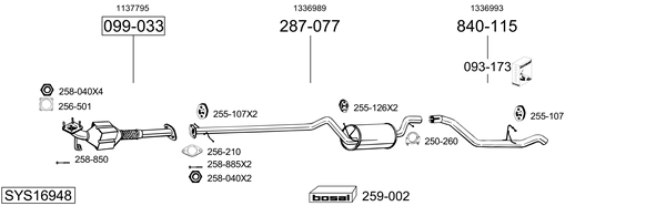 Sistema de gases de escape Ford FOCUS I Estate Van