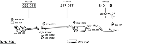Sistema de gases de escape Ford FOCUS I Estate Van