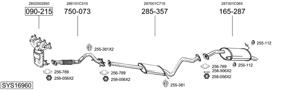 Sistema de gases de escape BOSAL SYS16960