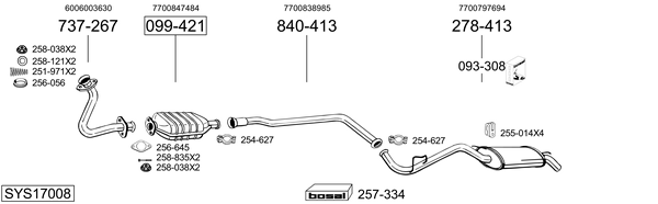 Sistema de gases de escape Renault CLIO I