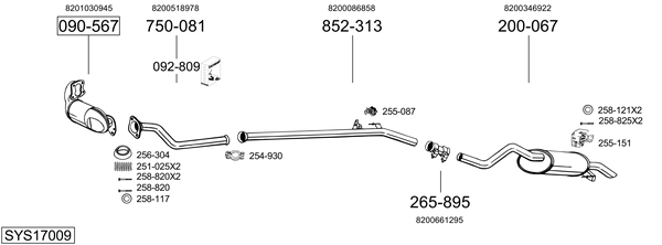 Sistema de gases de escape Renault CLIO II
