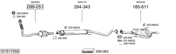 Sistema de gases de escape Opel ASTRA G Saloon