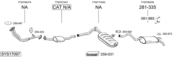 Sistema de gases de escape Renault 21 Estate