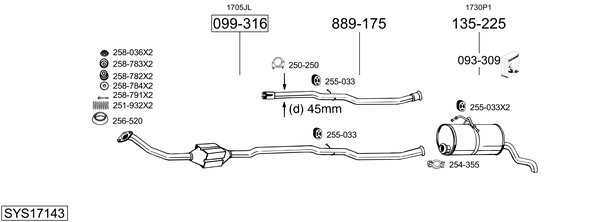 Sistema de gases de escape BOSAL SYS17143