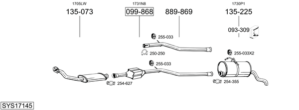 Sistema de gases de escape BOSAL SYS17145