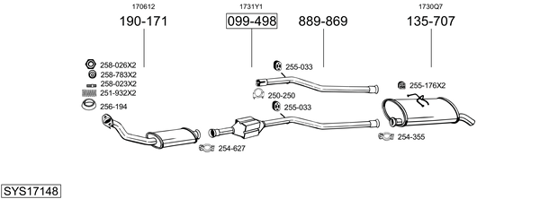 Sistema de gases de escape BOSAL SYS17148