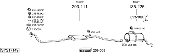 Sistema de gases de escape BOSAL SYS17149