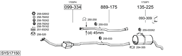 Sistema de gases de escape BOSAL SYS17150