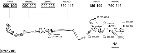 Sistema de gases de escape Vauxhall ASTRA Mk VI Estate