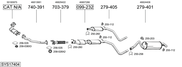 Sistema de gases de escape Fiat STILO Multi Wagon