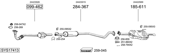 Sistema de gases de escape Vauxhall ASTRA Mk IV Saloon
