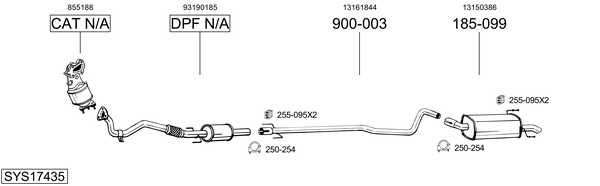 Sistema de gases de escape Vauxhall ASTRAVAN Mk V Estate Van
