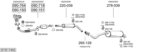 Sistema de gases de escape Skoda FABIA I Saloon
