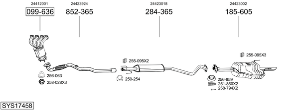 Sistema de gases de escape Vauxhall ASTRA Mk IV Saloon