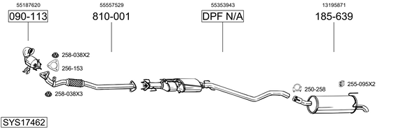 Sistema de gases de escape Vauxhall ASTRA Mk V Estate