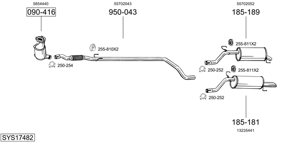 Sistema de gases de escape Vauxhall CORSAVAN Mk III Hatchback Van
