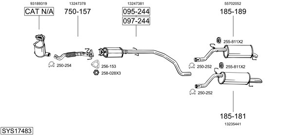 Sistema de gases de escape Vauxhall CORSAVAN Mk III Hatchback Van