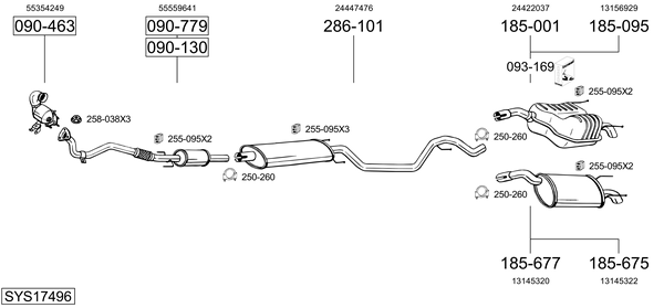 Sistema de gases de escape Vauxhall VECTRA Mk II