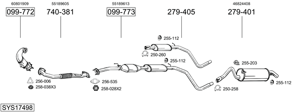Sistema de gases de escape Fiat STILO Multi Wagon