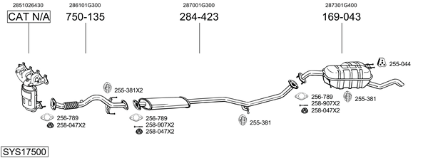 Sistema de gases de escape Kia RIO II Saloon