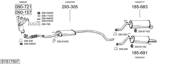 Sistema de gases de escape Vauxhall CORSA Mk III