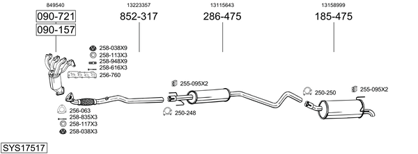 Sistema de gases de escape Vauxhall ASTRA Mk V Estate