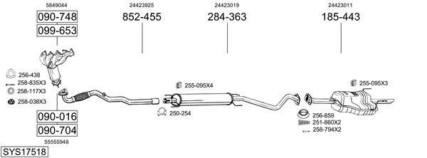 Sistema de gases de escape Vauxhall ASTRA Mk IV Estate