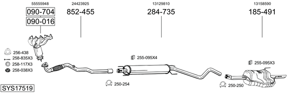 Sistema de gases de escape Vauxhall ASTRA Mk IV Estate