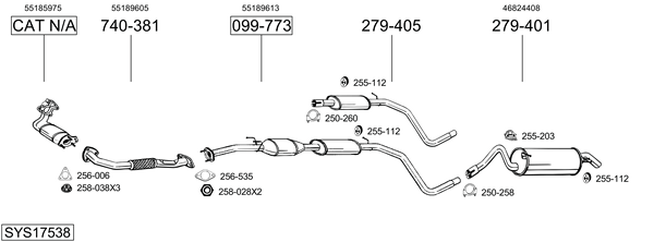 Sistema de gases de escape Fiat STILO Multi Wagon