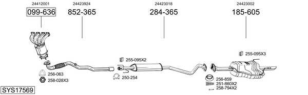 Sistema de gases de escape Vauxhall ASTRA Mk IV Saloon