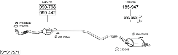 Sistema de gases de escape Vauxhall CORSAVAN Mk II Hatchback Van