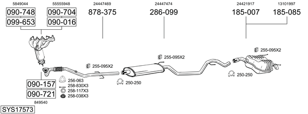 Sistema de gases de escape Vauxhall VECTRA Mk II
