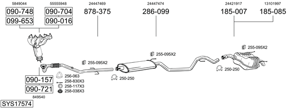 Sistema de gases de escape Vauxhall VECTRA Mk II GTS