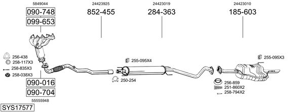 Sistema de gases de escape Vauxhall ASTRA Mk IV Saloon