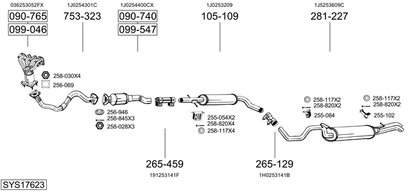 Sistema de gases de escape Skoda OCTAVIA I Combi