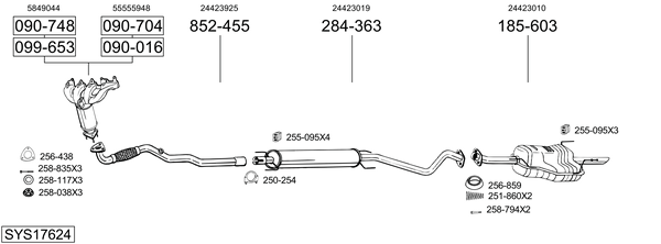 Sistema de gases de escape Vauxhall ASTRA Mk IV Saloon