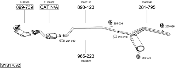 Sistema de gases de escape Vauxhall VIVARO A Platform/Chassis