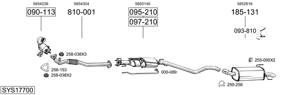 Sistema de gases de escape Opel ZAFIRA B Box Body/MPV
