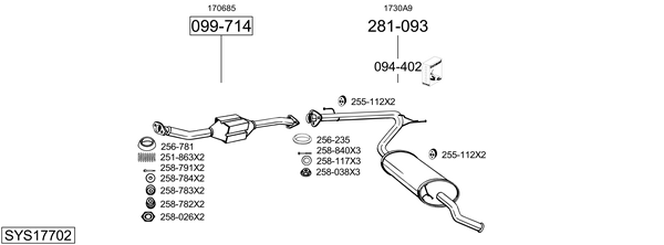 Sistema de gases de escape BOSAL SYS17702