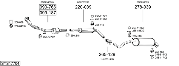 Sistema de gases de escape Skoda FABIA I