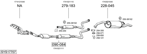 Sistema de gases de escape BOSAL SYS17707