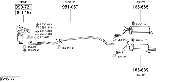 Sistema de gases de escape Vauxhall CORSA Mk III