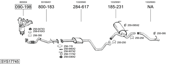 Sistema de gases de escape Vauxhall ASTRA Mk VI Estate